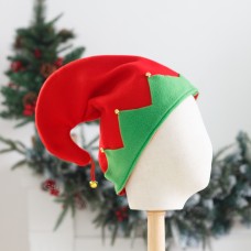Christmas Elf Hat, Red and Green Plush Elf Style Hat with Bell, Holiday Party Headwear