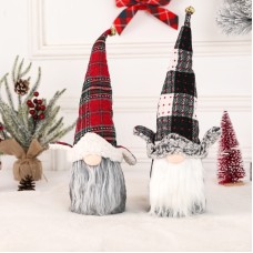 New Christmas Decoration Creative Black and White Checkered Beard Faceless Doll Ornament Faceless Old Man Doll