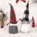 New Christmas Decoration Creative Black and White Checkered Beard Faceless Doll Ornament Faceless Old Man Doll