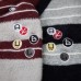 Retro Style Embroidered Badge Design Turn-Down Collar Striped Sweater for Men and Women, Couple's College Style Knitwear