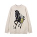Casual Loose Retro Chinese Style Long Sleeve Knit Sweater  Embroidery Round Neck Pullover for Men and Women