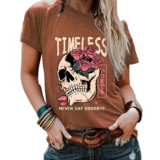 TIMELESS Rose Skull Printed Short Sleeve