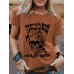 Short sleeved skull letter print