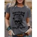 Short sleeved skull letter print