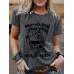 Short sleeved skull letter print