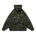 Washed Oversized Camouflage Hooded Zip-Up Sweatshirt