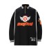 Street Retro Style Letter Embroidery Baseball Jacket Zipper Lapel Long Sleeve T-Shirt Unisex Polo Casual Top