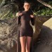 High neck long sleeved ribbon wrapped hip dress for women