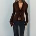 Chiffon shirt temperament slim fit pleated flared sleeve top for women