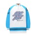Style Color-Blocked Raglan Sleeve Letter Embroidery Turn-Down Collar Long Sleeve T-Shirt Unisex Loose Casual Top