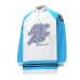 Style Color-Blocked Raglan Sleeve Letter Embroidery Turn-Down Collar Long Sleeve T-Shirt Unisex Loose Casual Top