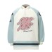 Style Color-Blocked Raglan Sleeve Letter Embroidery Turn-Down Collar Long Sleeve T-Shirt Unisex Loose Casual Top