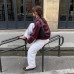 Collar PU leather jacket women's retro motorcycle suit top