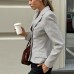 Grey long sleeved temperament small suit suit jacket