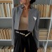 Striped suit women's short standing collar long sleeved contrasting suit jacket