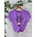 Round neck short sleeved t-shirt printed with bubble blown giraffe
