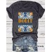 TDCLC Lemon Printed Round Neck Loose Short Sleeve