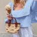 Square collar flared sleeves tied with sweet temperament short cotton top