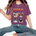 HIZZ Four Cats New Round Neck Loose Short Sleeve HIZZ Four Cats New Round Neck Loose Short Sleeve