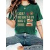 Round neck letter printed top for women