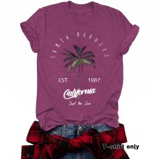 Plant printed loose casual short sleeves