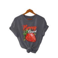 Printed Berry Blessed Strawberry Short Sleeves
