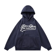 Letter Embroidery Loose Fleece Hoodie Sweatshirt