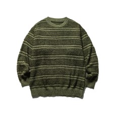 Loose Knit Sweater with Fleece Stripe Simple Solid Color Oversized Hoodie Design