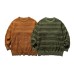 Loose Knit Sweater with Fleece Stripe Simple Solid Color Oversized Hoodie Design