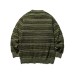 Loose Knit Sweater with Fleece Stripe Simple Solid Color Oversized Hoodie Design