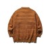 Loose Knit Sweater with Fleece Stripe Simple Solid Color Oversized Hoodie Design