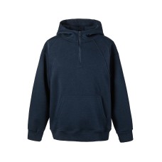 Minimalist Solid Color Panelled Patchwork Loose Half-Zip Hooded Sweatshirt