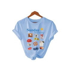 Sunday Morning Round Neck Loose Short Sleeve