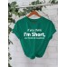 I'm Short Printed Cotton Round Neck Loose Short Sleeve
