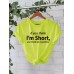 I'm Short Printed Cotton Round Neck Loose Short Sleeve