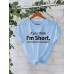 I'm Short Printed Cotton Round Neck Loose Short Sleeve