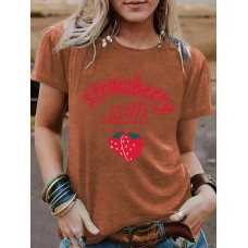 Strawberry Milk Round Neck Loose Short Sleeve