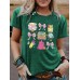 Stationery printed round neck pullover short sleeved shirt