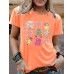 Stationery printed round neck pullover short sleeved shirt