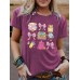 Stationery printed round neck pullover short sleeved shirt