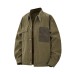 Retro Color-block Pocket Design Loose Turn-down Collar Work Jacket