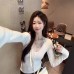 Style V-Neck Lace Spliced T-Shirt for Women, Slim Fit Bodycon Top