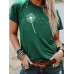 Dandelion print round neck pullover short sleeved shirt
