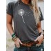 Dandelion print round neck pullover short sleeved shirt