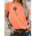 Dandelion print round neck pullover short sleeved shirt