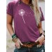 Dandelion print round neck pullover short sleeved shirt