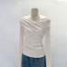 Soft One-Shoulder Pink Women's Fitted Slim Long Sleeve Top
