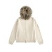 Detachable Fur Collar Loose Hooded Cardigan Sweater