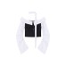 Style Polka Dot One Shoulder Long Sleeve Women's  Fitted Off-Shoulder Crop Top