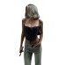 Printed hollow strap camisole top for women